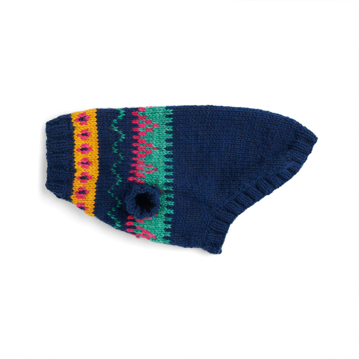 Bestie Yoke Knit Dog Coat made using Red Heart yarn