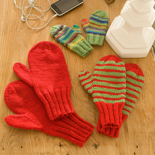Knit Mittens made in Red Heart Super Saver Yarn