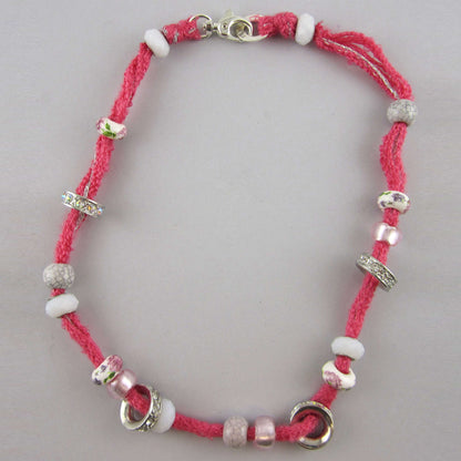 Red Heart Craft Wrapped Bracelet or Necklace Craft Necklace made in Red Heart Boutique Yarn