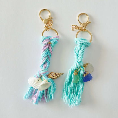 Red Heart Mermaid Tails Keychains Craft Key Chains made in Red Heart Scrubby Smoothie Yarn