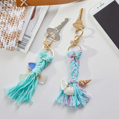 Red Heart Mermaid Tails Keychains Craft Key Chains made in Red Heart Scrubby Smoothie Yarn
