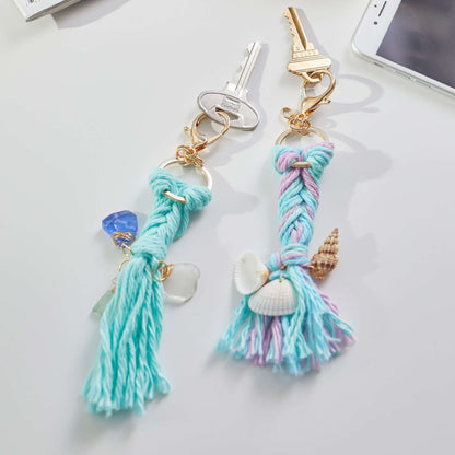 Red Heart Mermaid Tails Keychains Craft Key Chains made in Red Heart Scrubby Smoothie Yarn