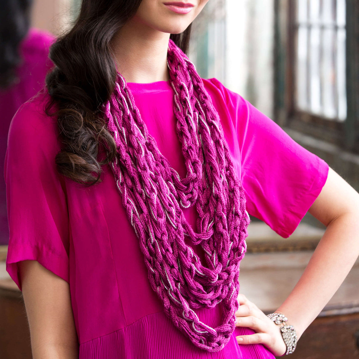 Craft Hand Chain made in Red Heart Boutique Yarn