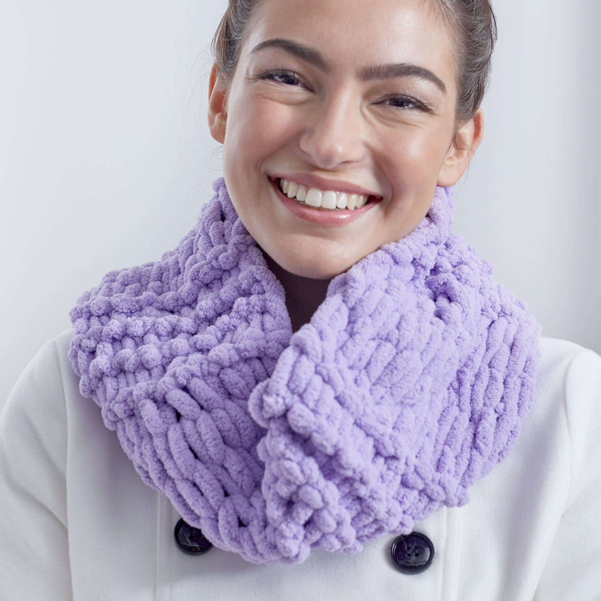 Craft Cowl made in Red Heart Loop-It Yarn