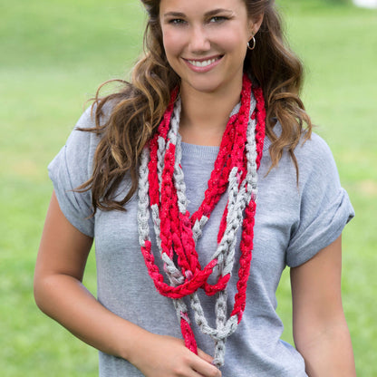 Red Heart Craft Go Team Hand Chain Scarf Craft Scarf made in Red Heart Boutique Yarn