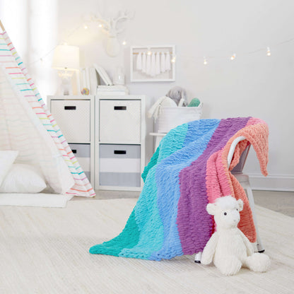 Red Heart Craft Loop-It Rainbow Blanket Craft Blanket made in Red Heart Loop-It Yarn