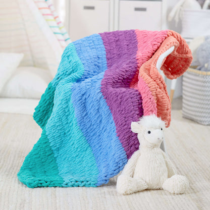 Red Heart Craft Loop-It Rainbow Blanket Craft Blanket made in Red Heart Loop-It Yarn