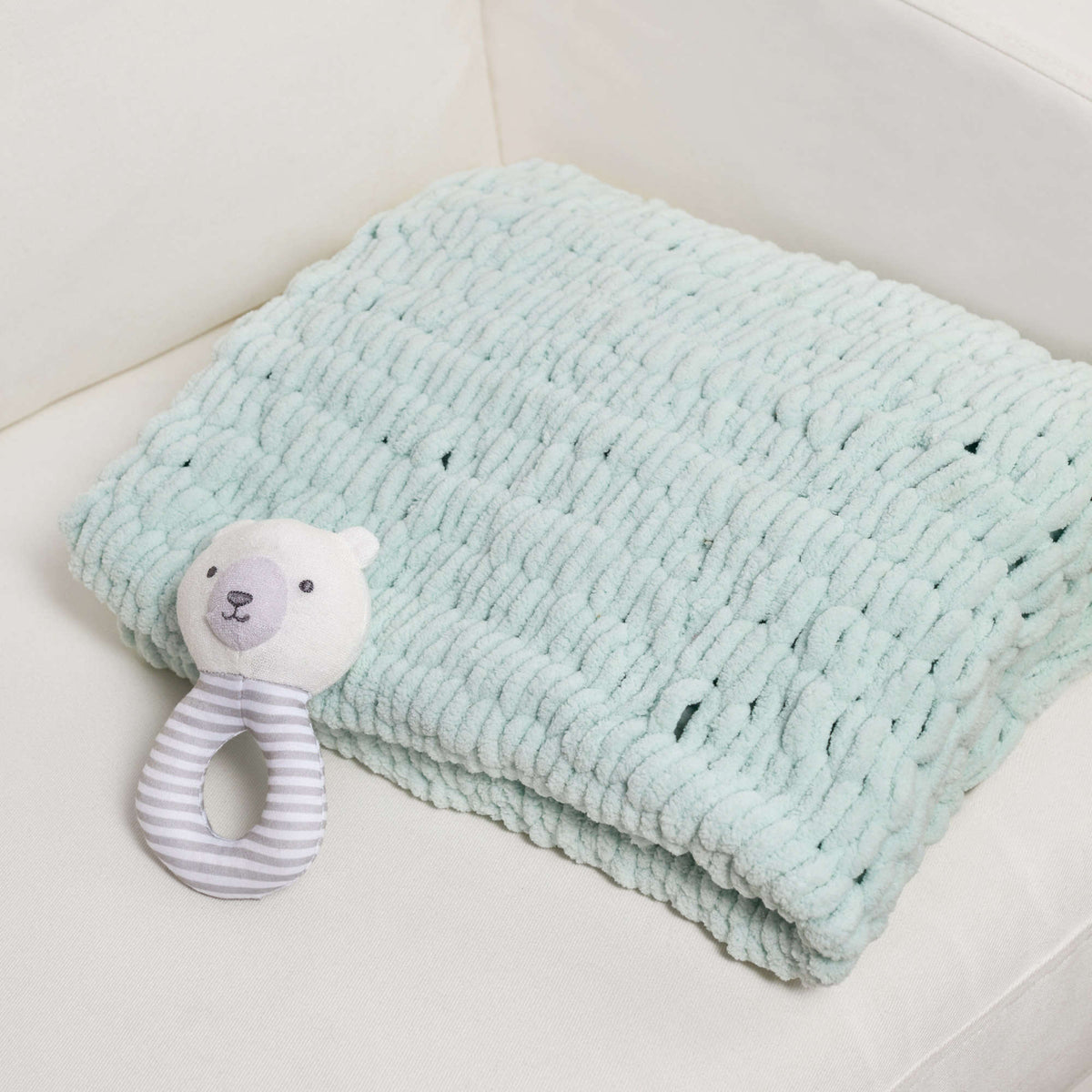 Craft Blanket made in Red Heart Loop-It Yarn