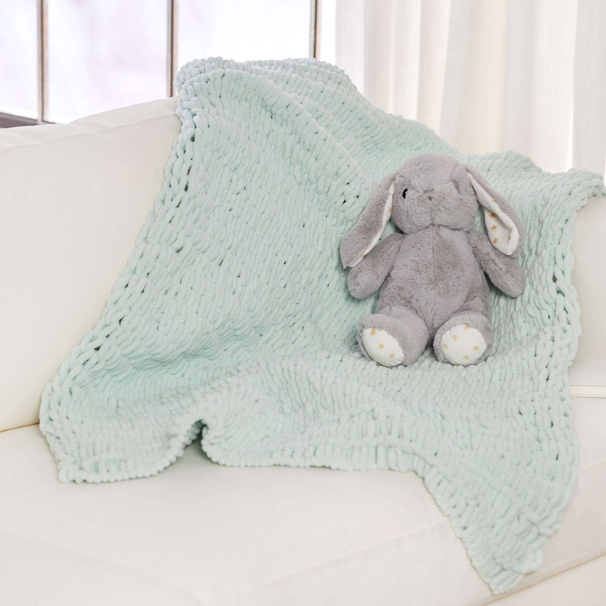 Craft Blanket made in Red Heart Loop-It Yarn