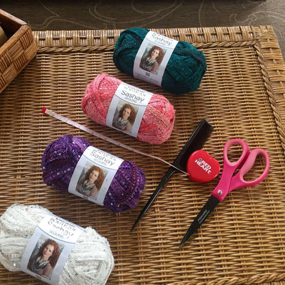Red Heart Craft Lovely Locs Hair Braids Craft Hair Accessory made in Red Heart Boutique Yarn