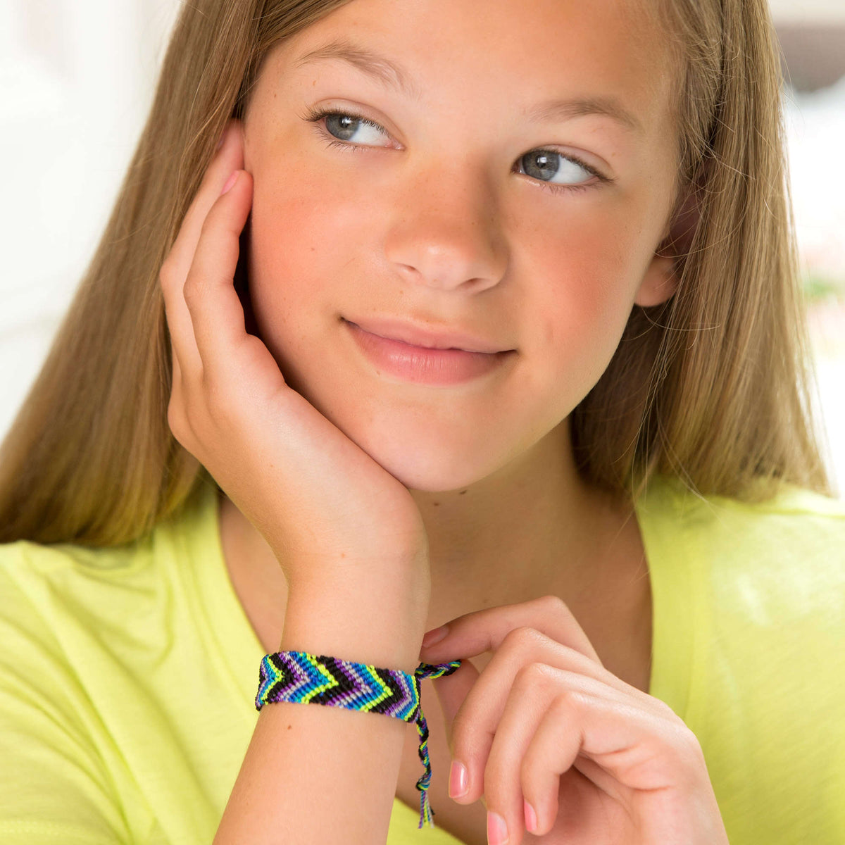 Craft Bracelet made in Red Heart Sizzle Yarn