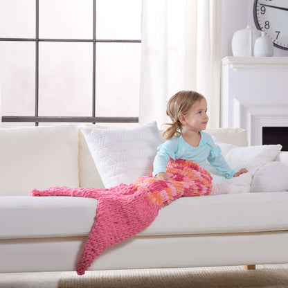 Red Heart Craft Loopy Mermaid Tail Blanket Craft Blanket made in Red Heart Loop-It Yarn