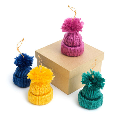 Red Heart Craft Little Yarn Hat Ornaments Craft Ornaments made in Red Heart Mini Yarn