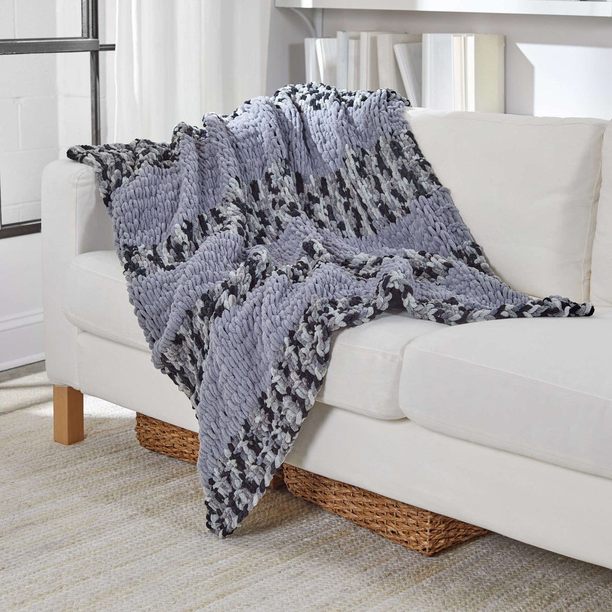 Craft Throw made in Red Heart Loop-It Yarn