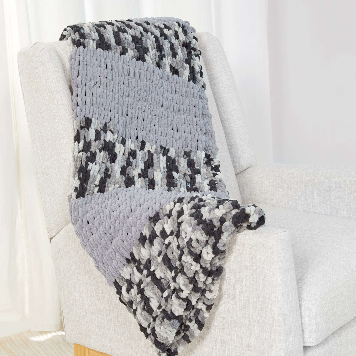 Craft Throw made in Red Heart Loop-It Yarn
