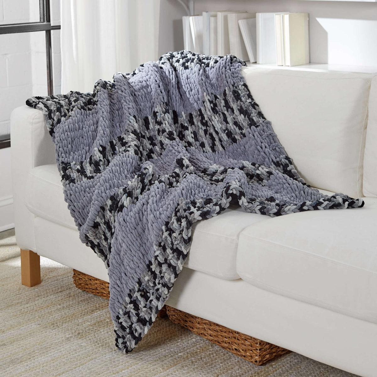 Craft Throw made in Red Heart Loop-It Yarn