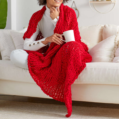 Red Heart Finger Knit Snuggly Blanket Single Size