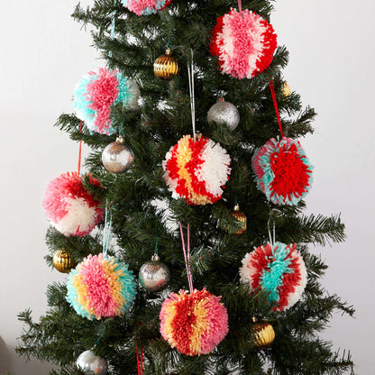 Red Heart Craft Pompoms for the Tree Craft Holiday Décor made in Red Heart Yarn