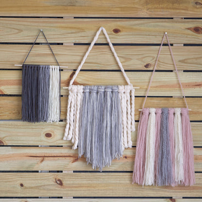 Red Heart Craft Amazing Grays Wall Hanging Craft Hanging made in Red Heart Soft Yarn