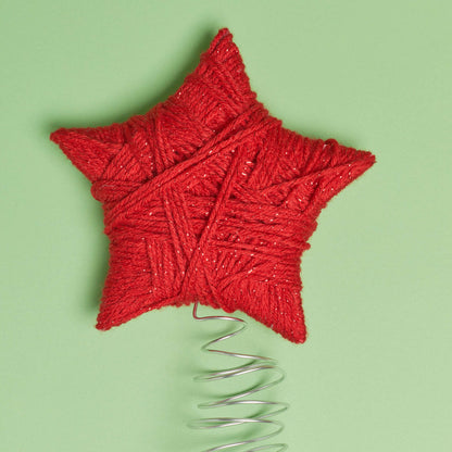 Red Heart Crafty Star Tree Topper Craft Topper made in Red Heart With Love Metallic Yarn
