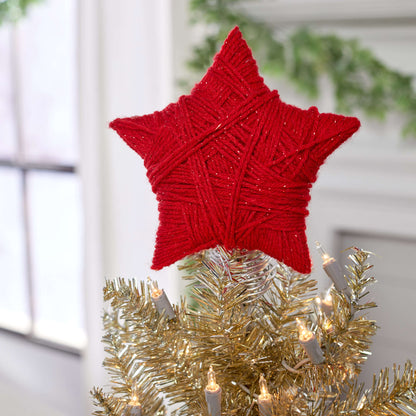 Red Heart Crafty Star Tree Topper Craft Topper made in Red Heart With Love Metallic Yarn