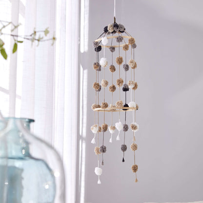 Red Heart Craft Pompom Chandelier Craft Interior Décor made in Red Heart Loop-It Yarn