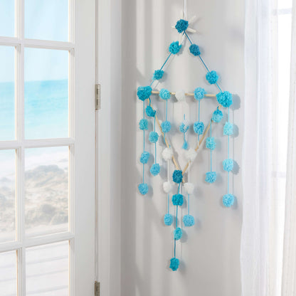 Red Heart Beach Wall Hanging Craft Hanging made in Red Heart Pomp-a-Doodle Yarn
