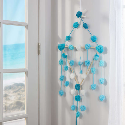 Red Heart Beach Wall Hanging Craft Hanging made in Red Heart Pomp-a-Doodle Yarn
