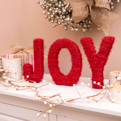 Red Heart Craft Joyful Sparkle Letters Craft Letters made in Red Heart Scrubby Sparkle Yarn