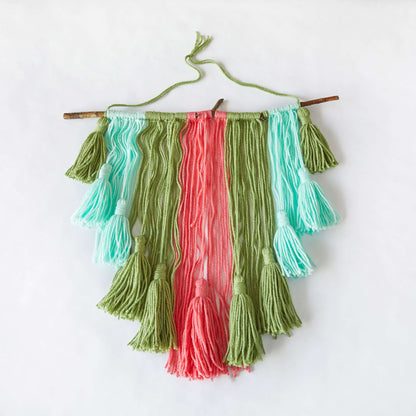 Red Heart Craft Tassel Wall Art Craft Wall Art made in Red Heart With Love Yarn