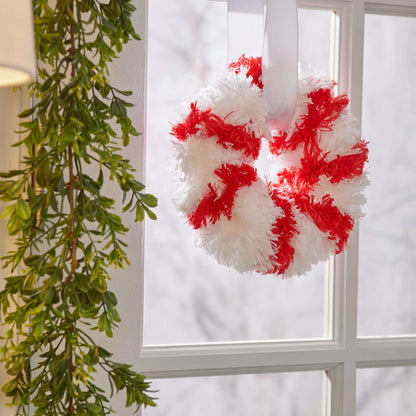 Red Heart Craft Peppermint Wreath Craft Wreath made in Red Heart Fur Yarn