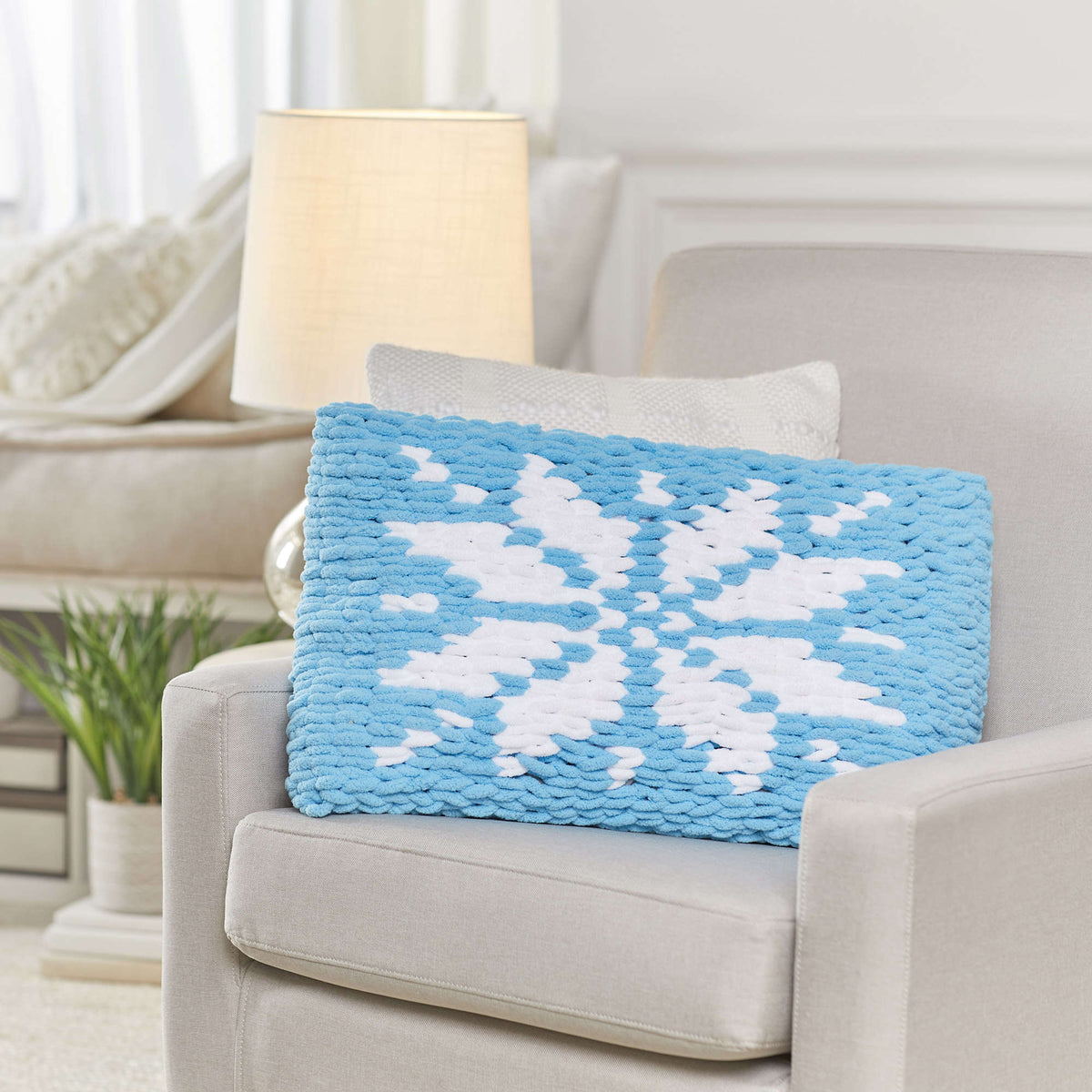 Craft Pillow made in Red Heart Loop-It Yarn