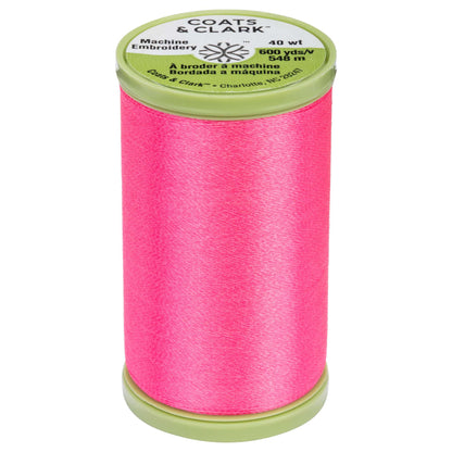 Coats & Clark Machine Embroidery Thread (600 Yards) - Clearance Shades Neon Pink