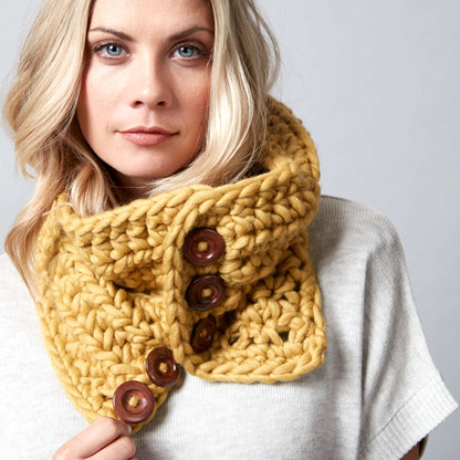 Sugar Bush Cool Button-Up Crochet Cowl Crochet Cowl made in Sugar Bush Chill yarn