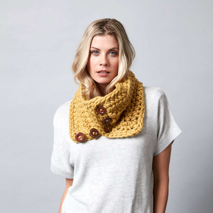 Sugar Bush Cool Button-Up Crochet Cowl Crochet Cowl made in Sugar Bush Chill yarn