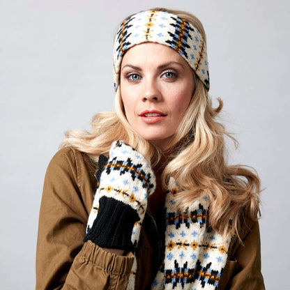 Sugar Bush Knit Fair Isle and Stripped Outdoor Set Knit Mitten made in Sugar Bush Itty-Bitty yarn