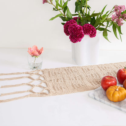 Lily Sugar'n Cream Geo Filet Crochet Table Runner Single Size