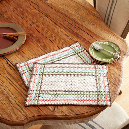Lily Sugar'n Cream Mad For Plaid Crochet Placemat Crochet Placemat made in Lily The Original Yarn