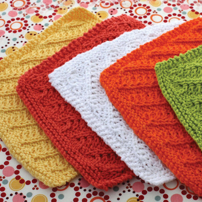 Lily Sugar'n Cream Diagonal Stitch Dishcloth Hot Orange